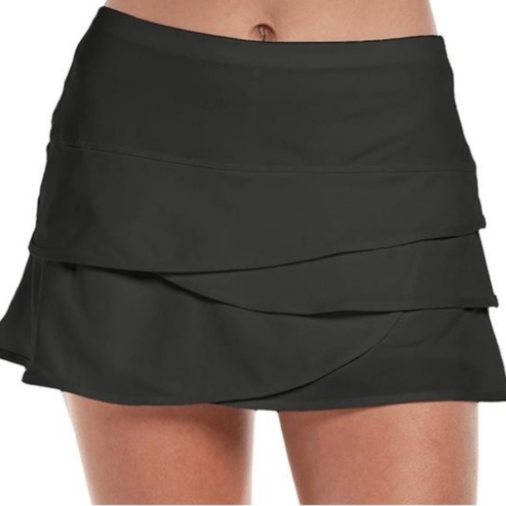LUCKY IN LOVE Lucky In Love tennis Women's Scallop Tennis Skort Charcoal NWT
